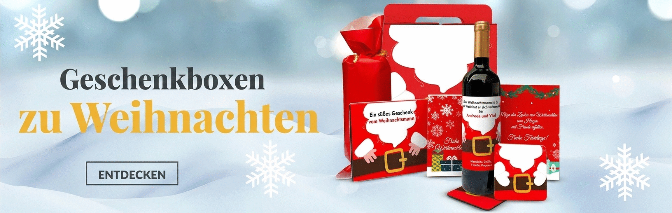 Geschenkboxen mit Weihnachtsartikeln