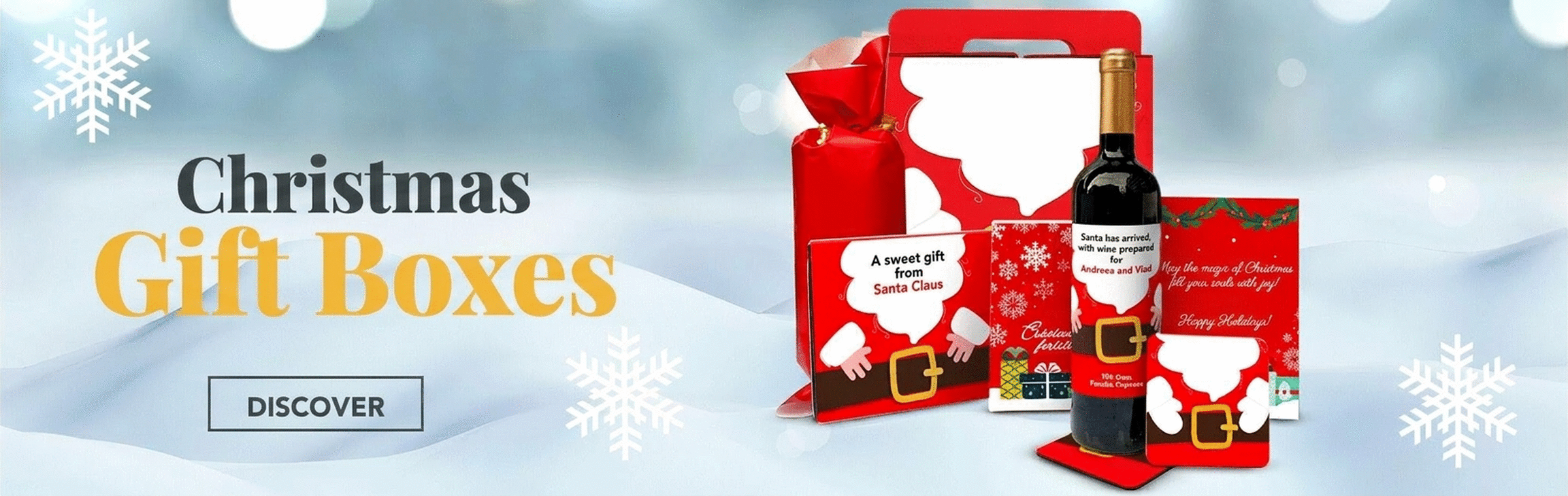 Geschenkboxen mit Weihnachtsartikeln
