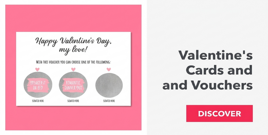 Grußkarten, Magnete und Karten zum Valentinstag