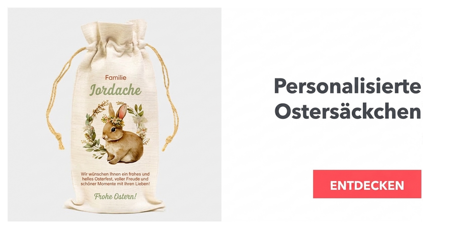 Personalisierte Tüten für Weinflaschen zu Ostern