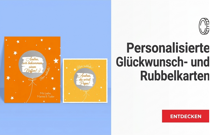 Personalisierte Grußkarten und Rubbelkarten