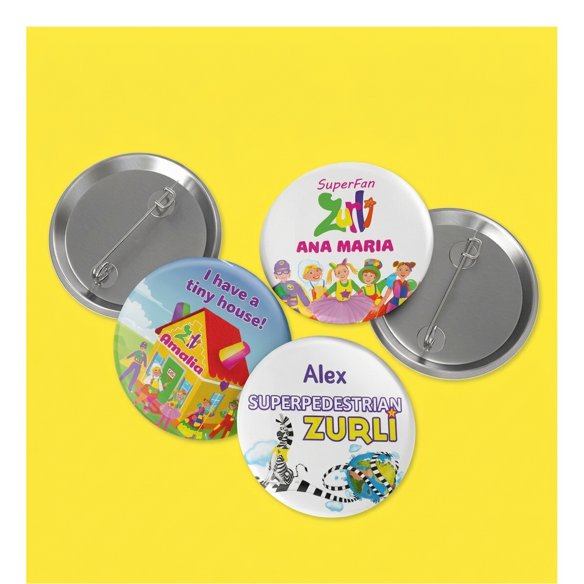 Personalisierte Buttons unter offizieller Lizenz von „Gasca Zurli“