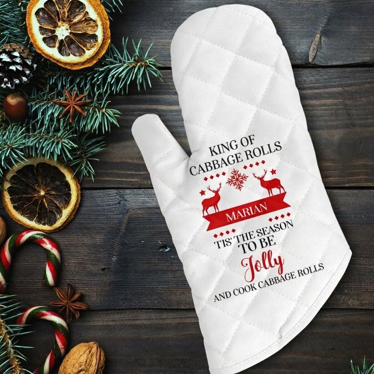 Personalisierter Küchenhandschuh mit Aufdruck – „King of Sarmale“