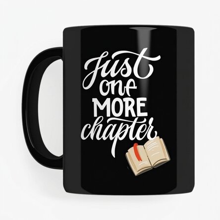 Personalisierte schwarze Tasse mit Text und deinem Namen – One more chapter