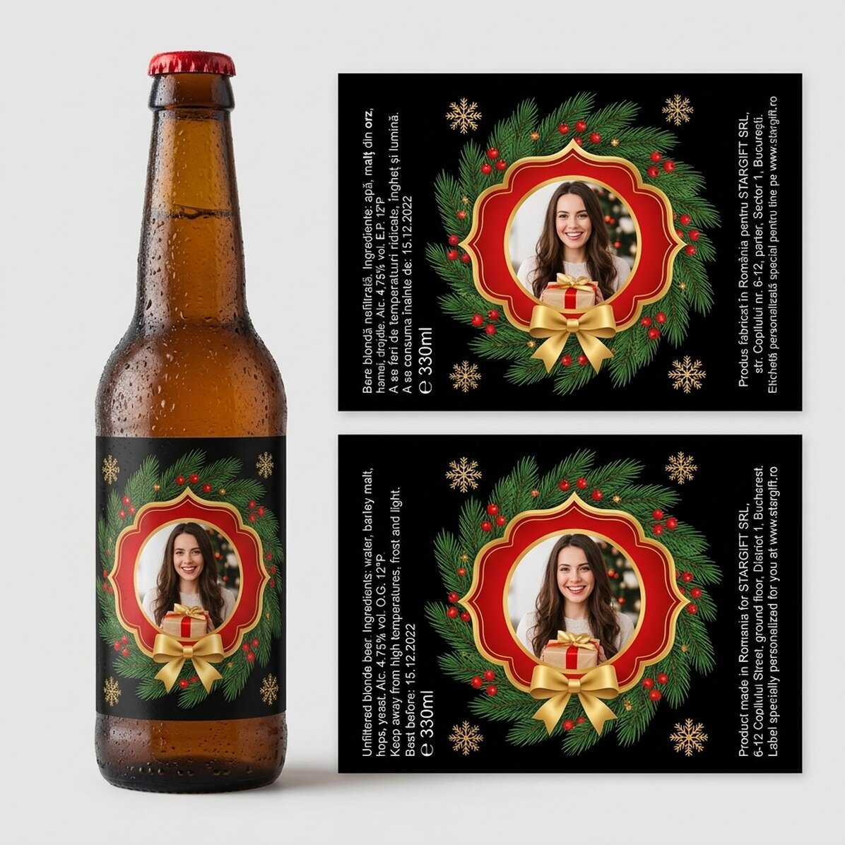 Individuell gestaltetes Bier mit einem Foto – Weihnachtsgrüße