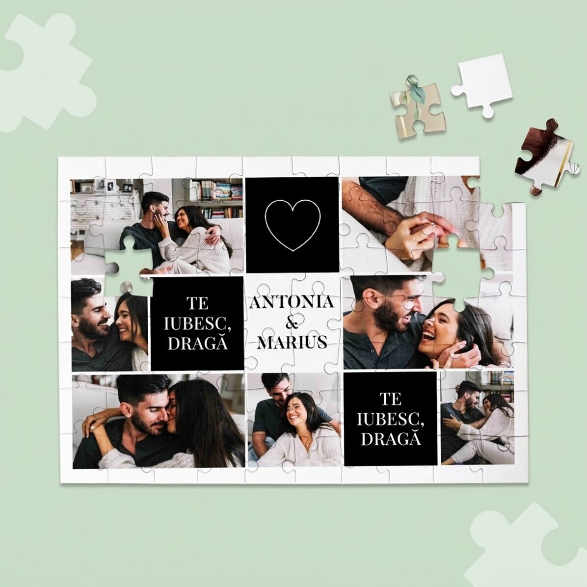 Personalisiertes Puzzle mit 5 Fotos und Text, 28 x 19 cm – Wir beide