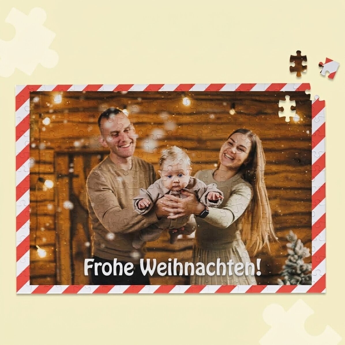 Individuell gestaltetes Puzzle mit einem Foto, 40 x 28,5 cm – Frohe Weihnachten