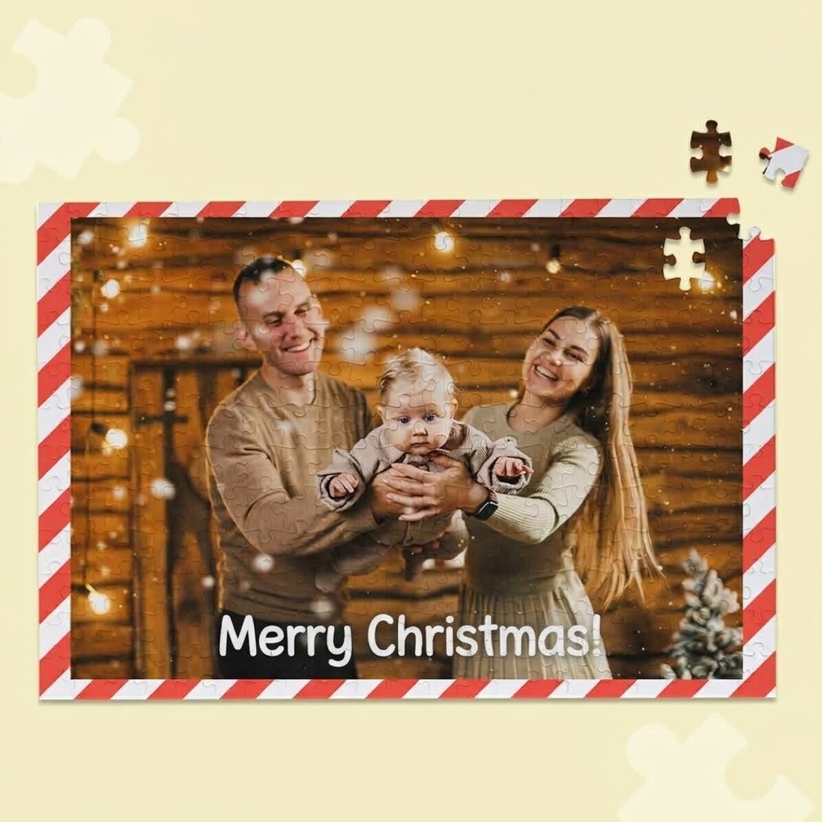 Individuell gestaltetes Puzzle mit einem Foto, 40 x 28,5 cm – Frohe Weihnachten