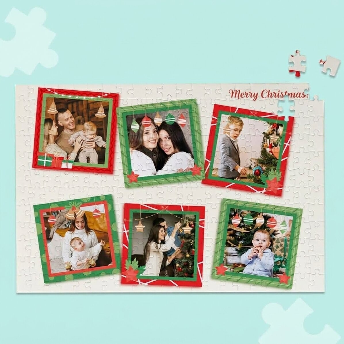 Individuell gestaltetes Puzzle mit 6 Fotos, 40 x 28,5 cm – Weihnachtserinnerungen