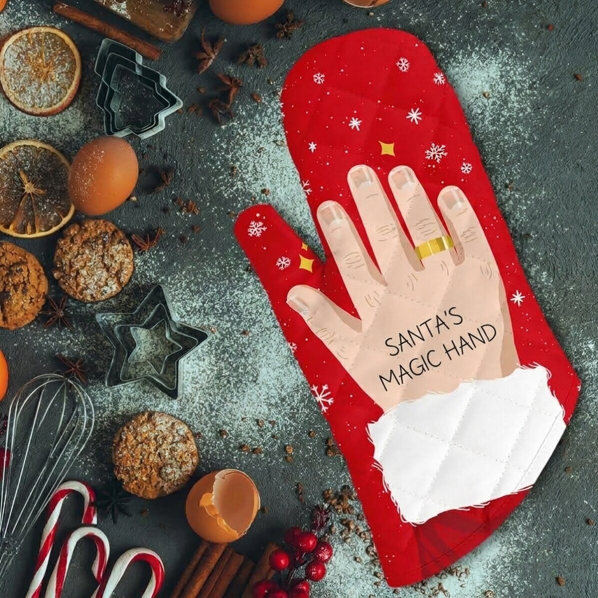 Personalisierter Küchenhandschuh mit Aufdruck – Die magische Hand des Weihnachtsmanns