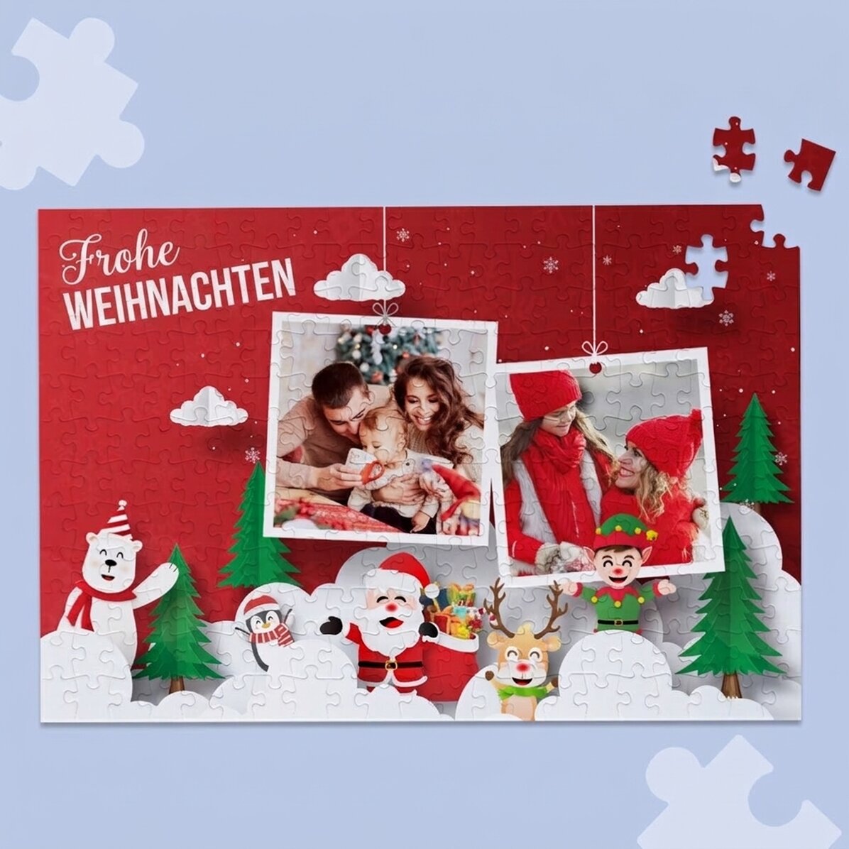 Personalisiertes Puzzle mit 2 Fotos, 40 x 28,5 cm – Merry Christmas