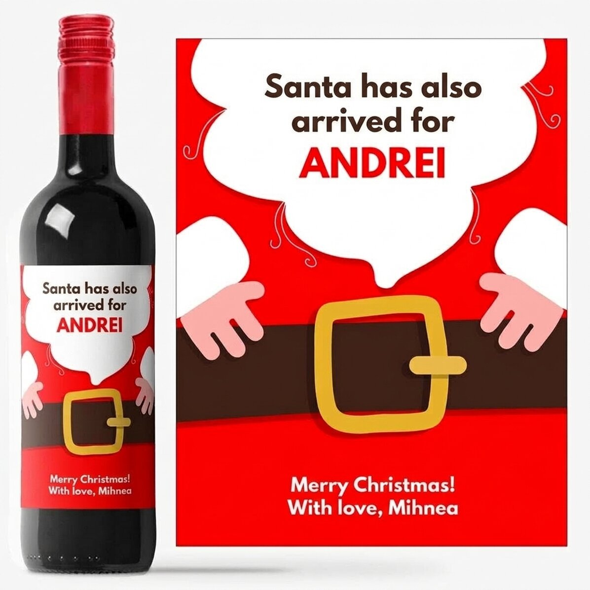Wein mit individueller Beschriftung – Der Weihnachtsmann ist da