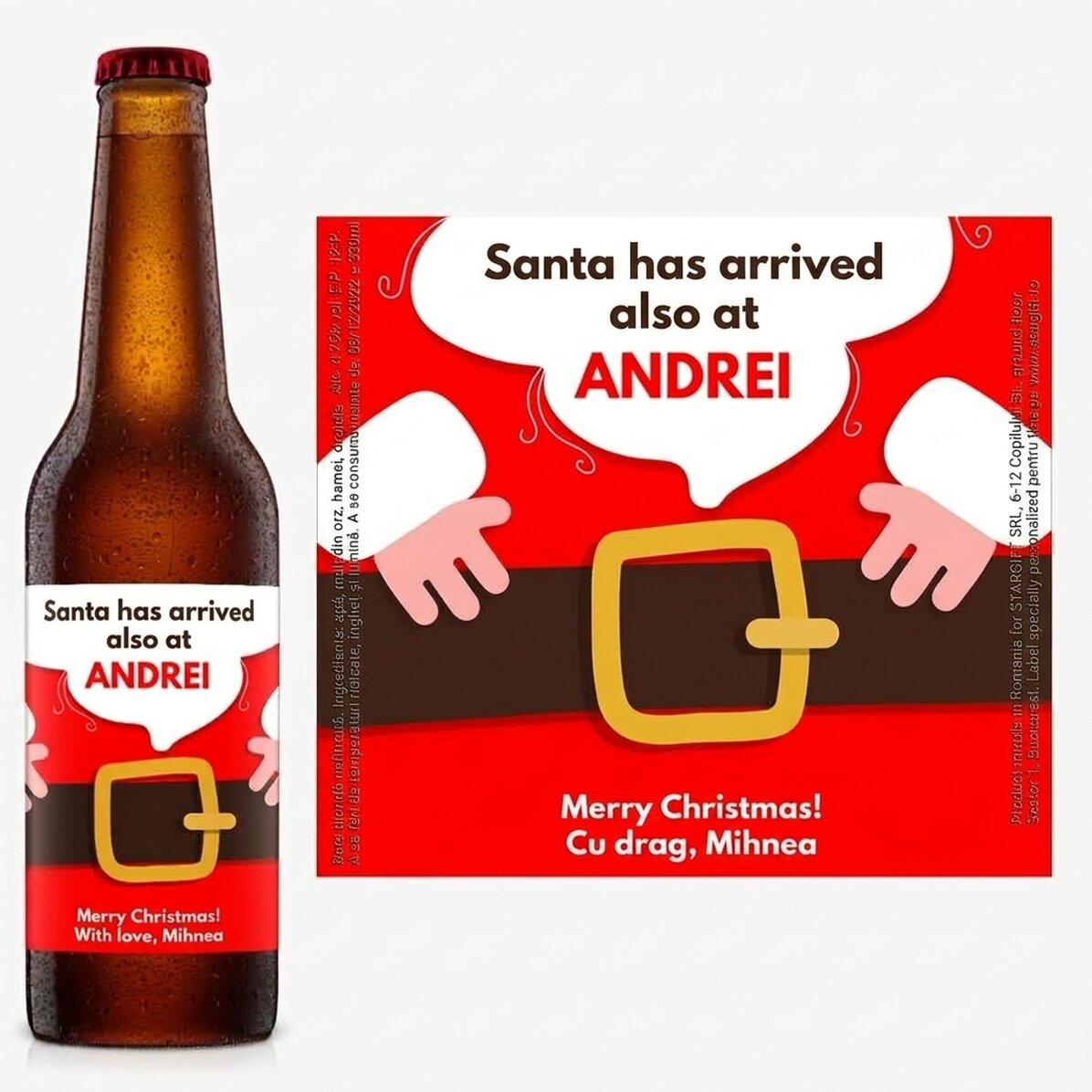 Bier mit individueller Aufschrift – Der Weihnachtsmann ist da