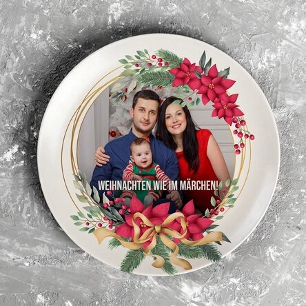 Personalisierter Teller mit Foto und Text – Weihnachten
