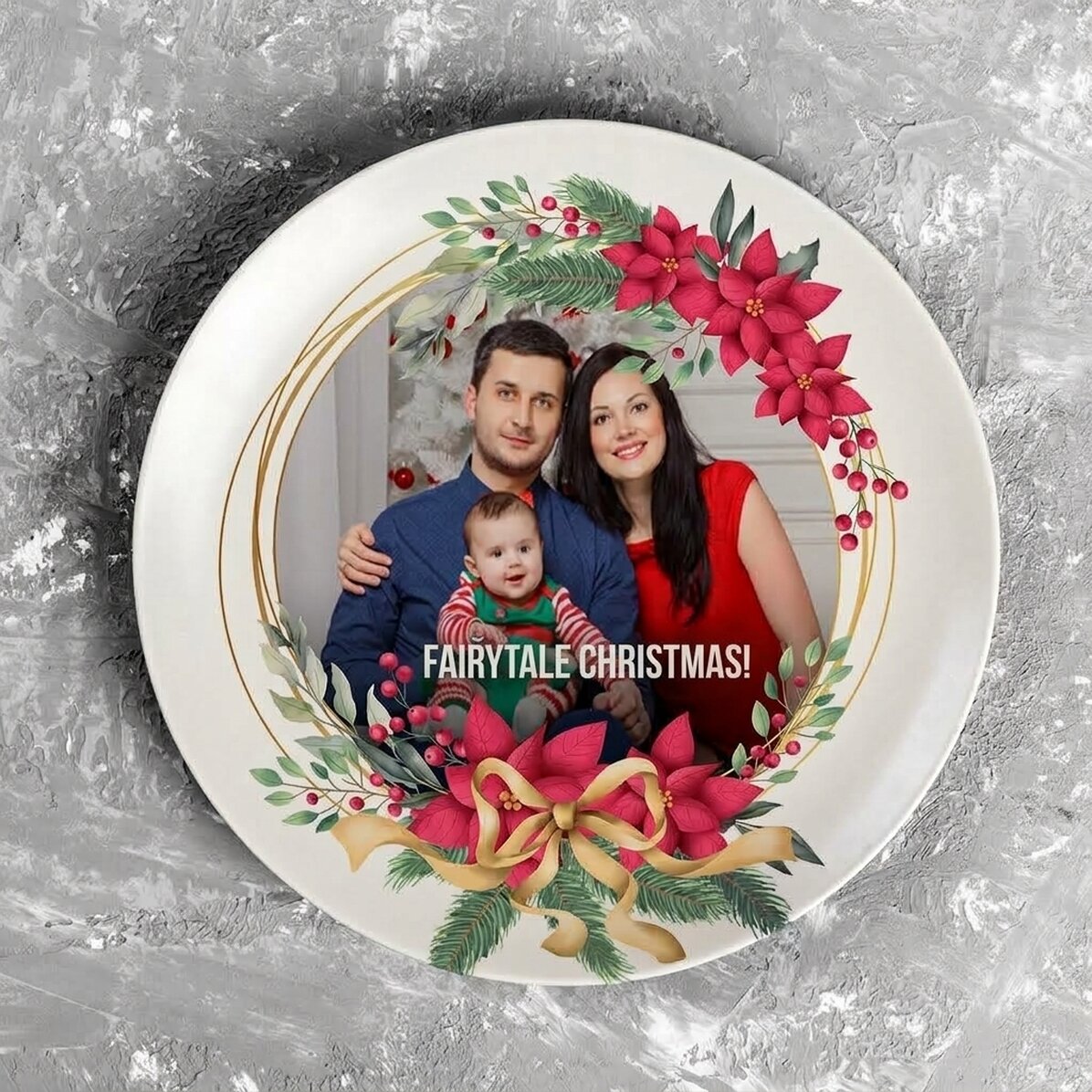 Personalisierter Teller mit Foto und Text – Weihnachten