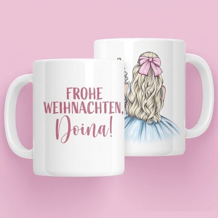 Personalisierte Tasse mit Namen – Christmas Princess Blue