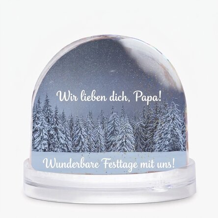 Personalisierte Schreibtischkugel mit Foto und Text – Winter dreams