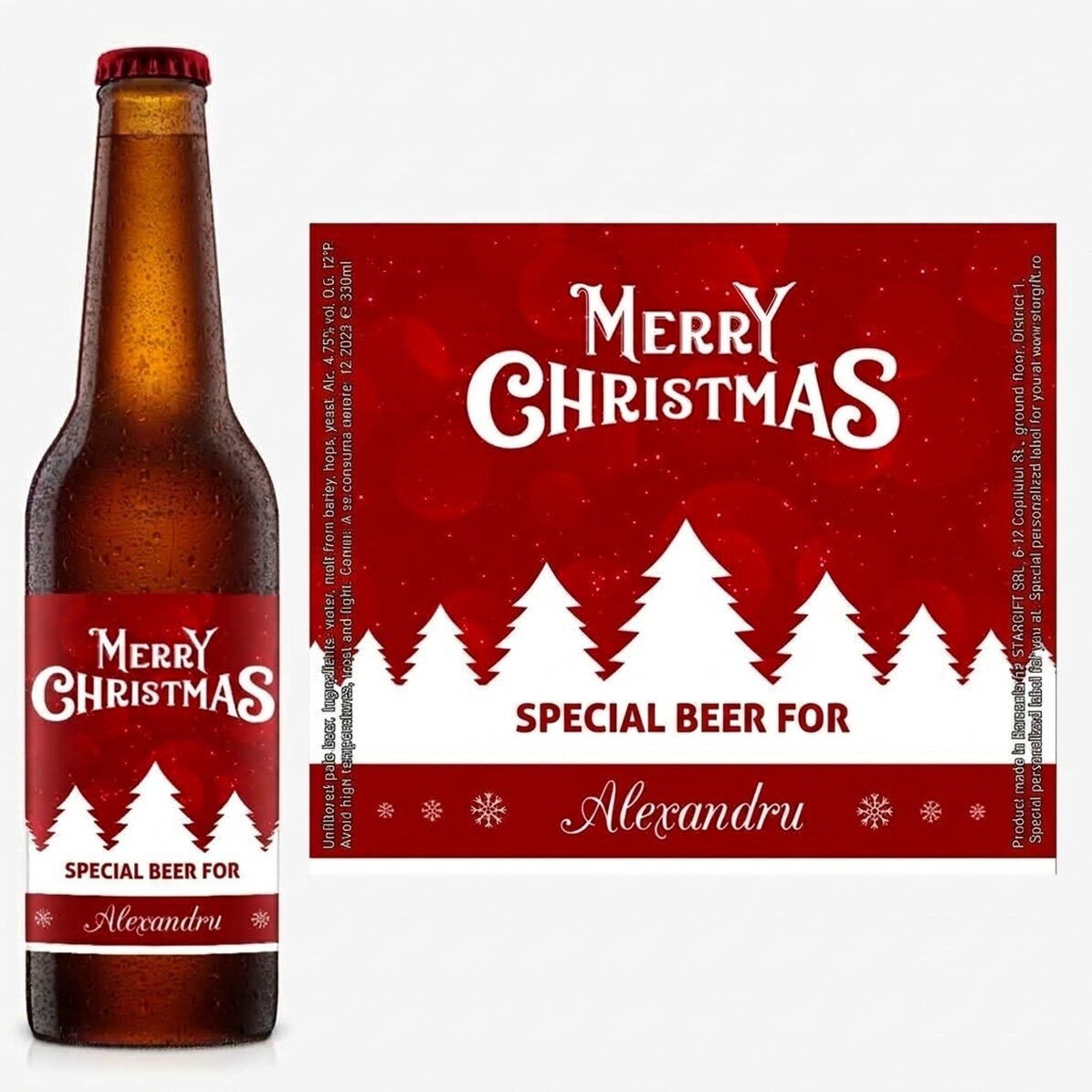 Bier mit individueller Aufschrift – Merry Christmas