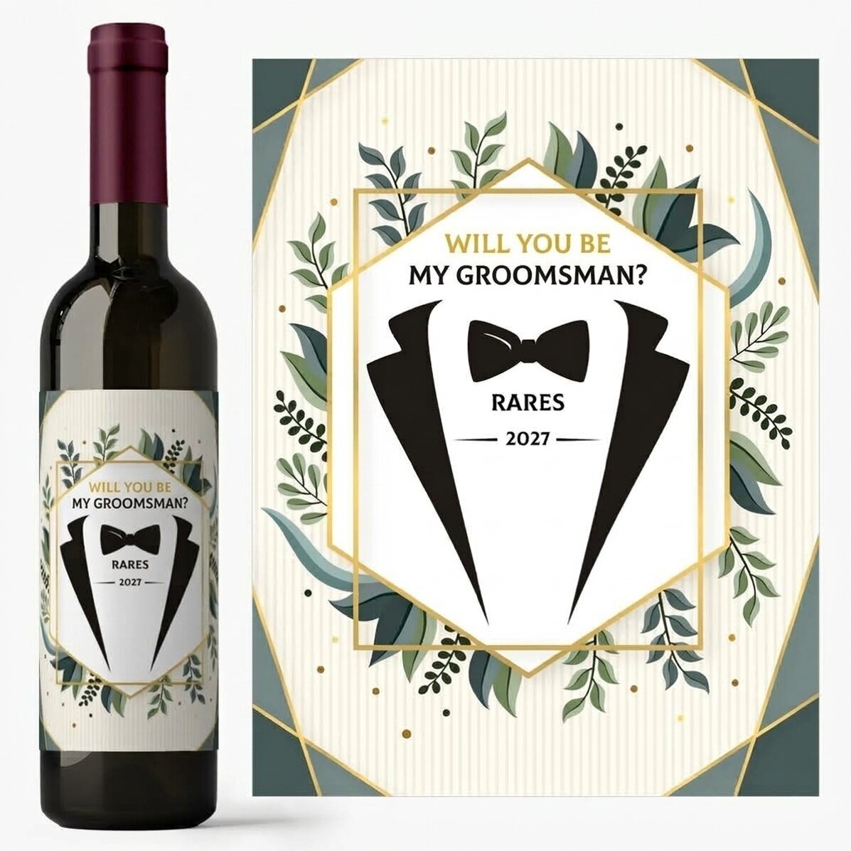 Wein mit individueller Aufschrift – „Will you be my groomsman?“