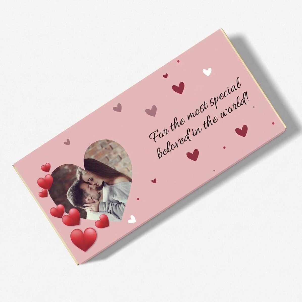 Personalisierte Schokolade mit Text und Foto – I love you!