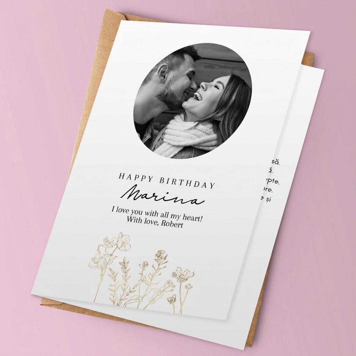 Personalisierte Grußkarte mit Foto und Text – Elegance