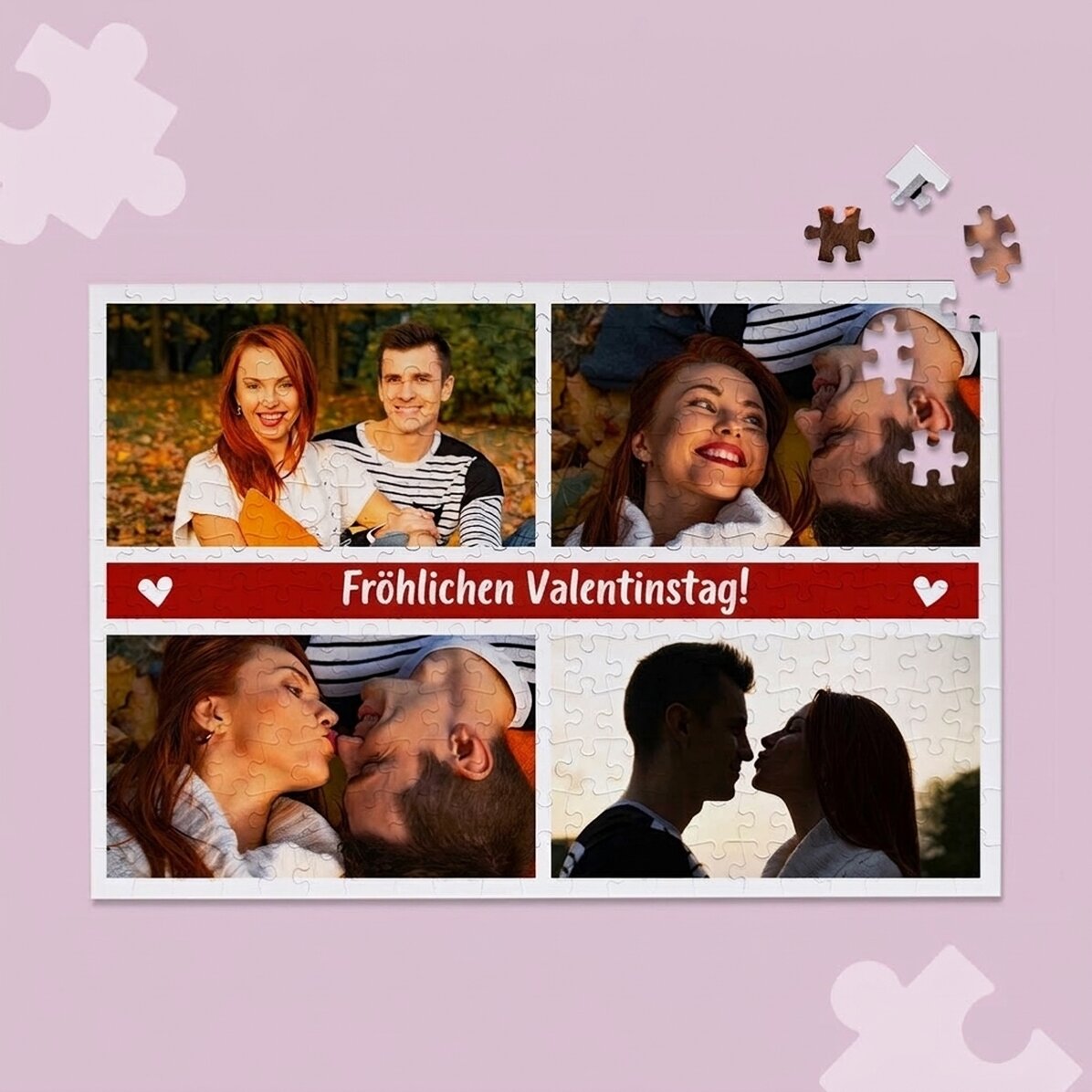 Individuell gestaltetes Puzzle mit 4 Fotos und Text, 36 x 24 cm – Moments