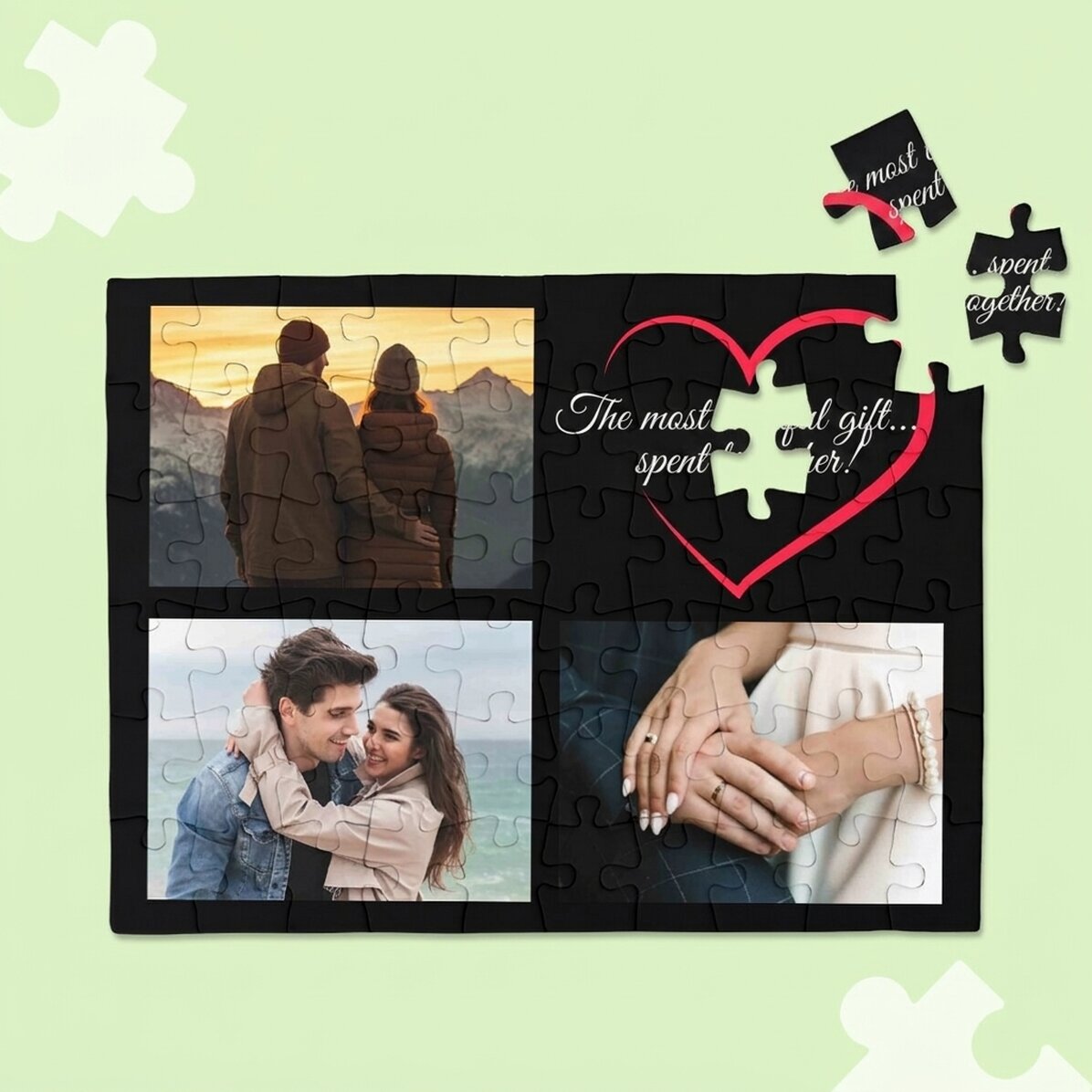 Personalisiertes Puzzle mit 3 Fotos und Text, 20 x 15 cm – In love