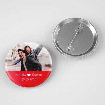 Personalisiertes Button mit Foto und Text – Love