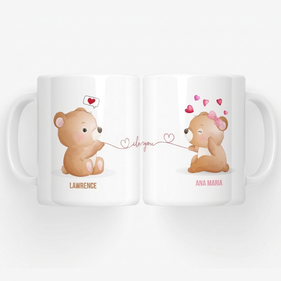 Personalisierte Tasse mit Text – Verliebte Bären