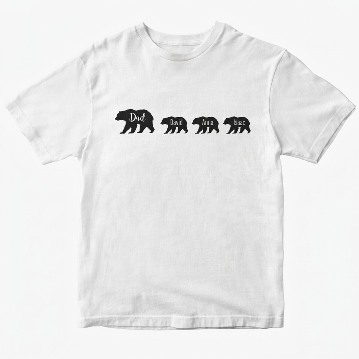 Personalisiertes T-Shirt mit Aufdruck – Bär und 3 Bärenjungen