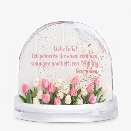 Personalisierter Schreibtischglobus mit Foto und Text – Ein wunderschöner Frühling!