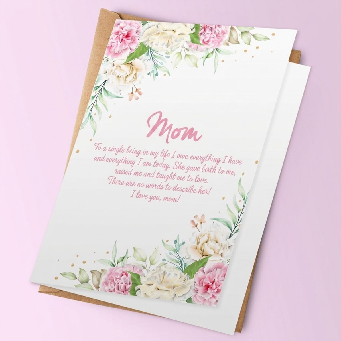 Personalisierte Grußkarte mit Text – Ich liebe dich, Mama