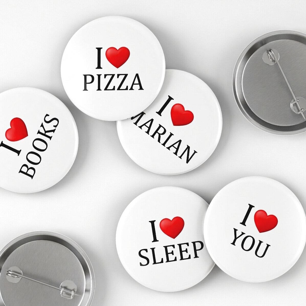Personalisiertes Button mit Text – I heart