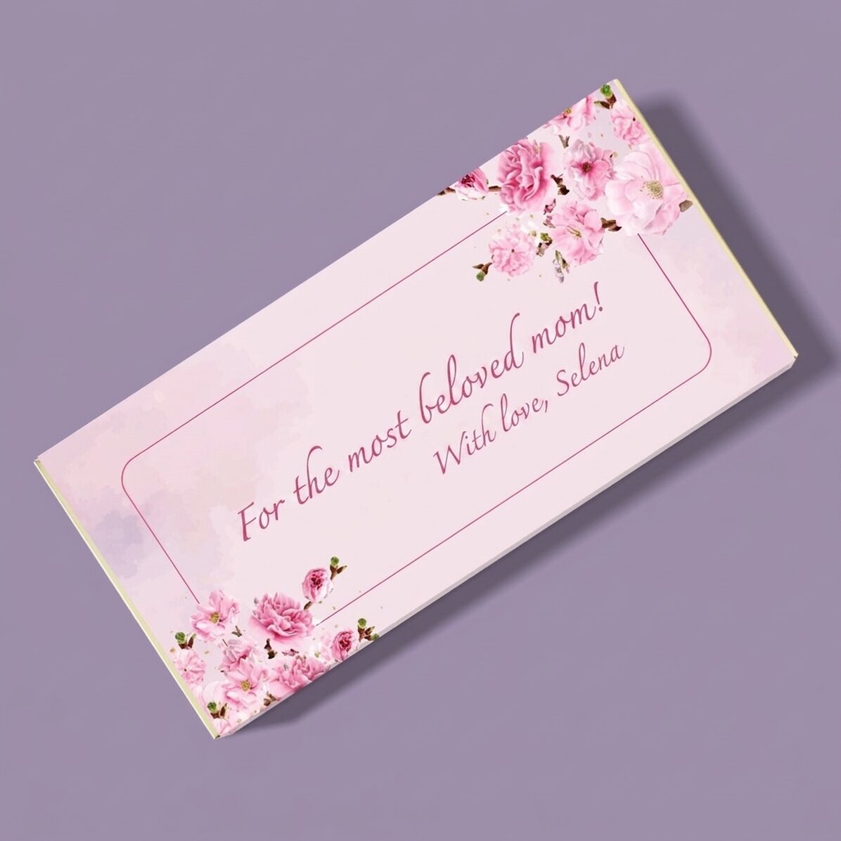 Personalisierte Schokolade mit Schriftzug – Cherry Blossom