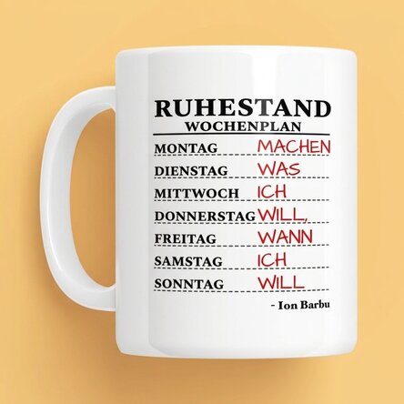 Personalisierte Tasse mit Text – Wochenplan