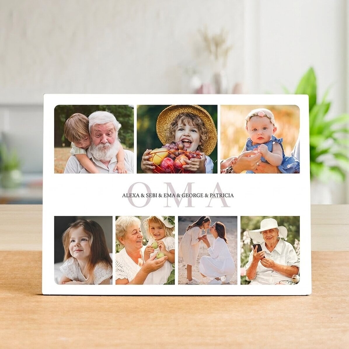 Personalisierter Fotorahmen für den Schreibtisch mit 7 Fotos – Oma