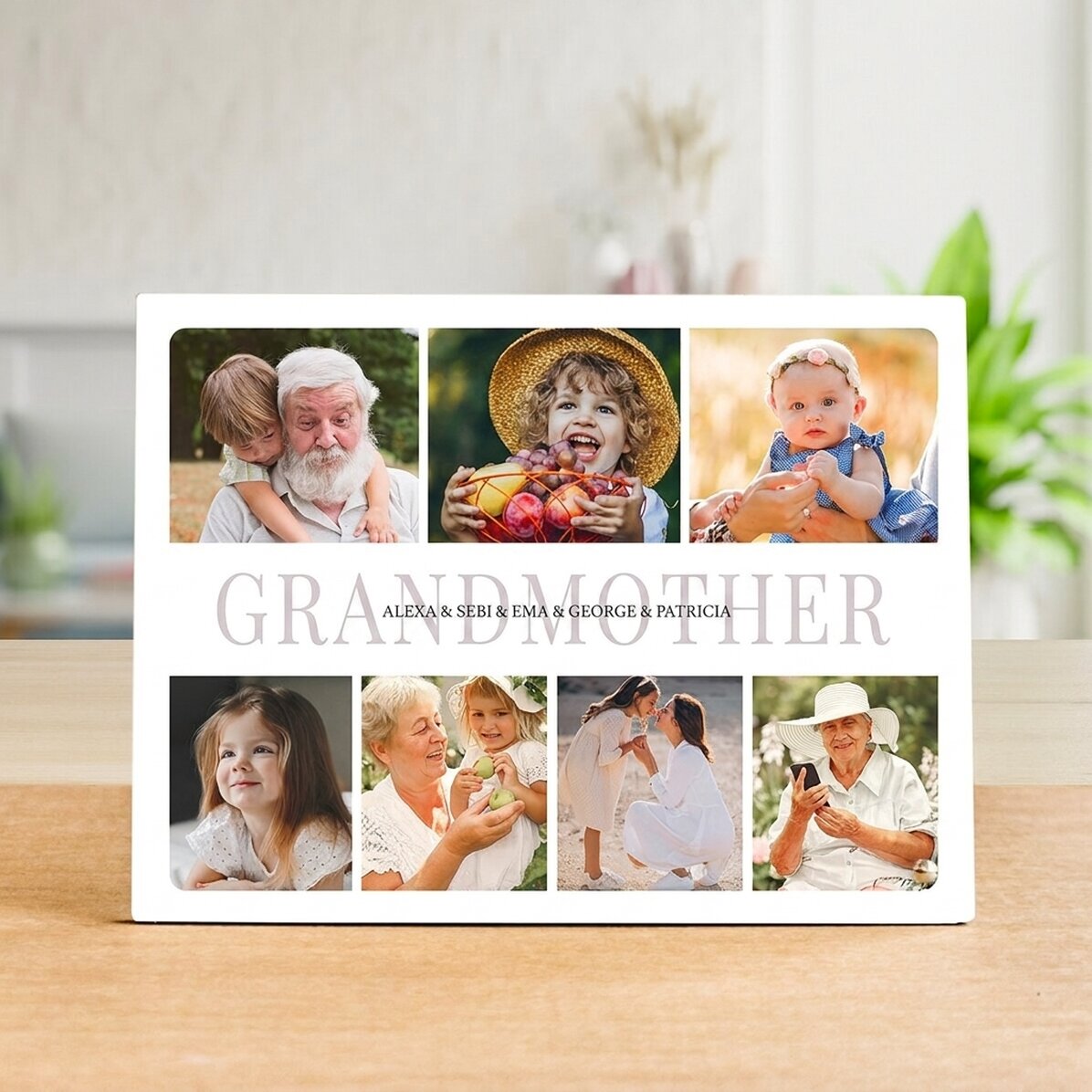Personalisierter Fotorahmen für den Schreibtisch mit 7 Fotos – Oma