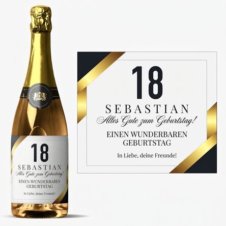 Personalisierter Sekt mit Text zur Volljährigkeit