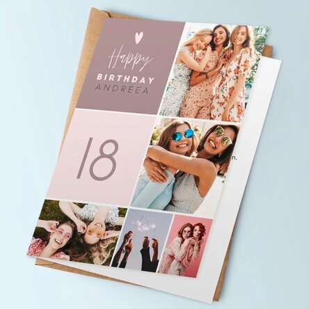 Individuell gestaltete Grußkarte mit 5 Fotos und Text – Happy Birthday