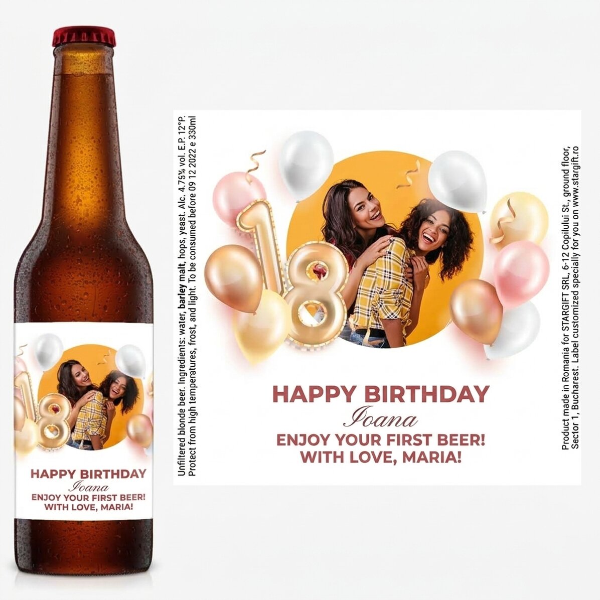 Individuell gestaltetes Bier mit Foto und Text zur Volljährigkeit