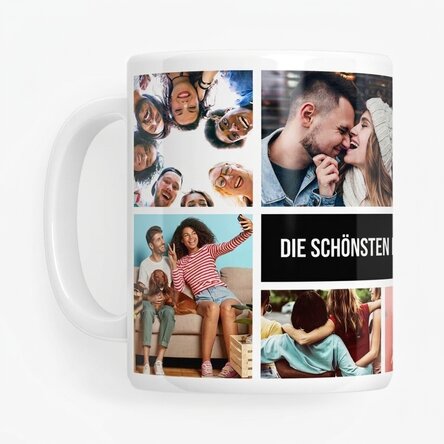 Personalisierte Tasse mit 8 Fotos und Text – Die schönsten Erinnerungen