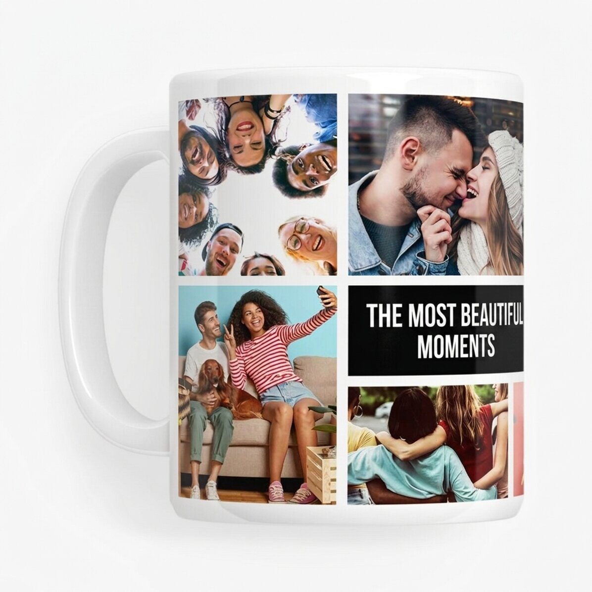Personalisierte Tasse mit 8 Fotos und Text – Die schönsten Erinnerungen