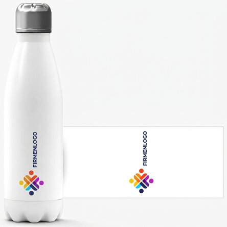 Thermoskanne mit weißem Boden, individuell mit Logo bedruckt