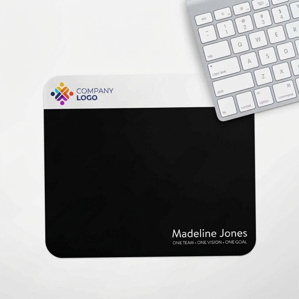 Individuell gestaltetes Mauspad mit Logo und Text