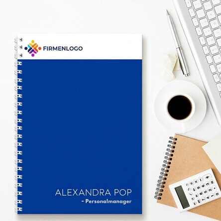 Personalisiertes Notizbuch mit Logo und Text