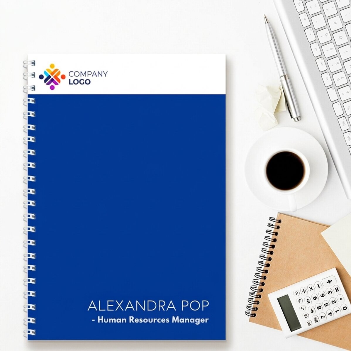 Personalisiertes Notizbuch mit Logo und Text