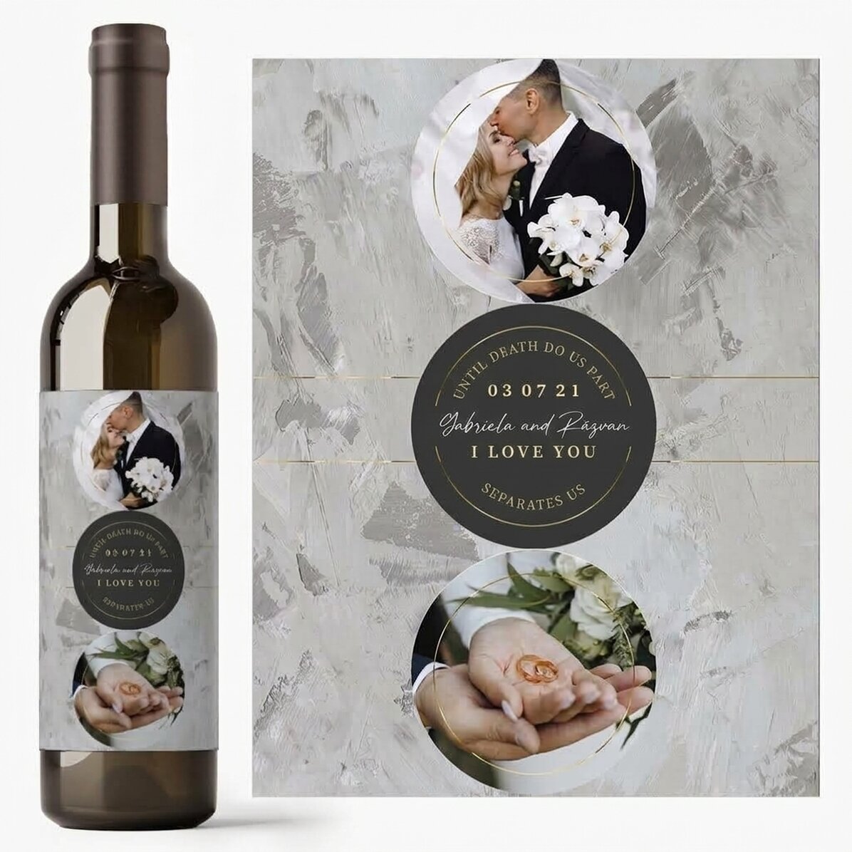 Personalisierter Wein mit Text und 2 Fotos – Für immer
