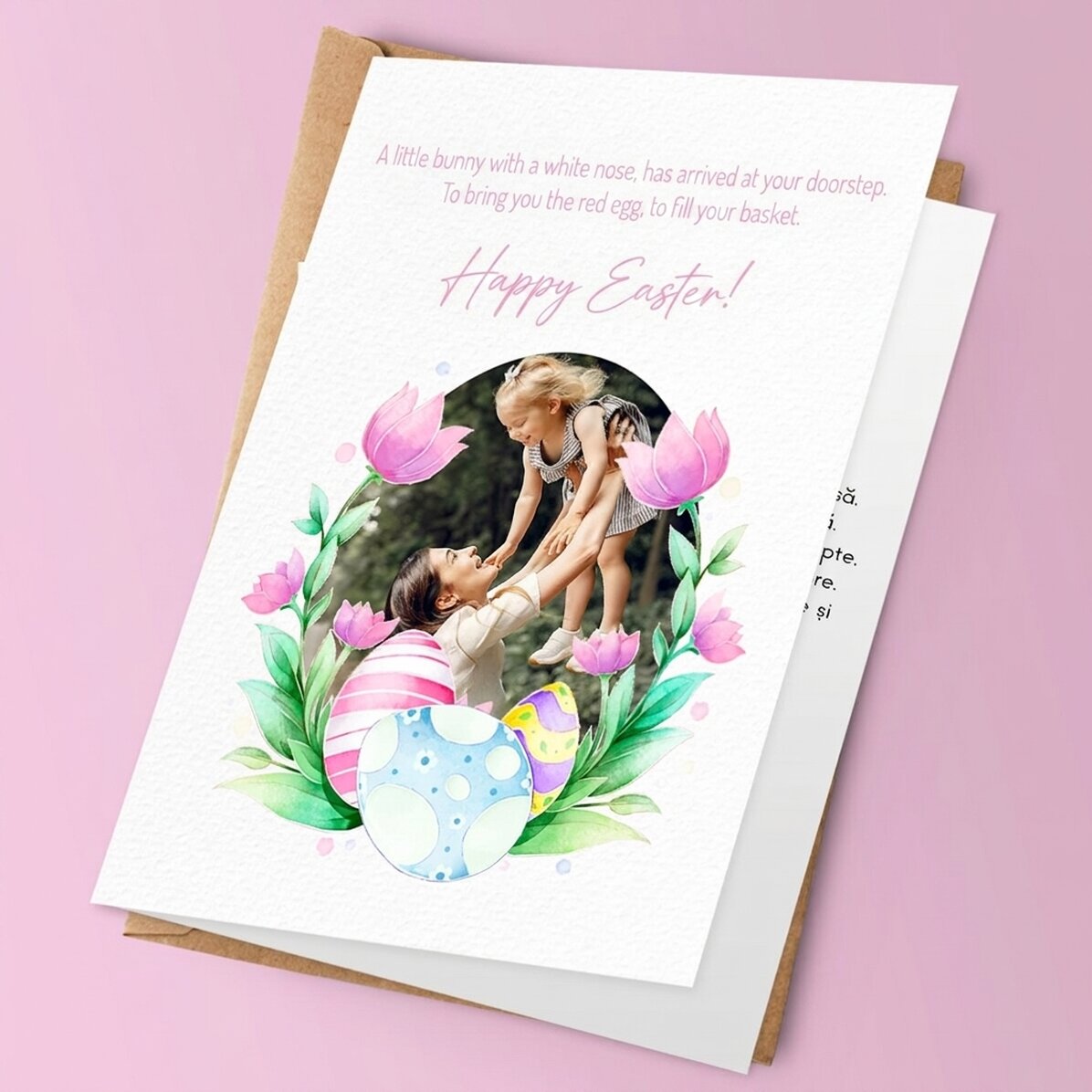 Personalisierte Grußkarte mit Foto und Text – Frohe Ostern