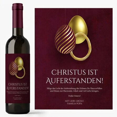 Wein mit individueller Aufschrift zu Ostern – Christus ist auferstanden!