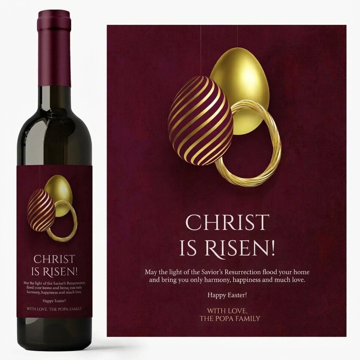 Wein mit individueller Aufschrift zu Ostern – Christus ist auferstanden!